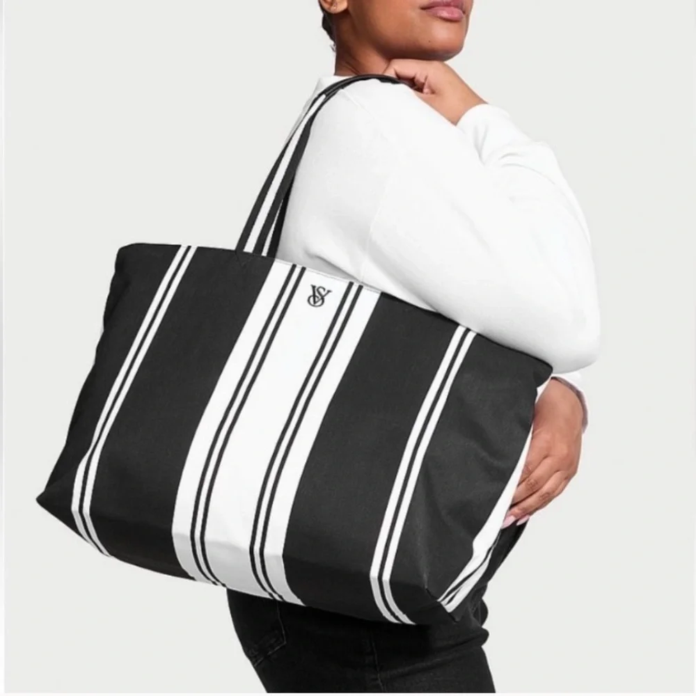 Victoria’s Secret Black and White Tote Bag and Sleep Set